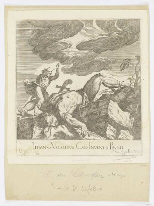 David und Goliath, aus: "Opera selectiora quae Titianus Vecellius Cadubriensis et Paulus Calliari Veronensis inventarunt et pinxerunt"