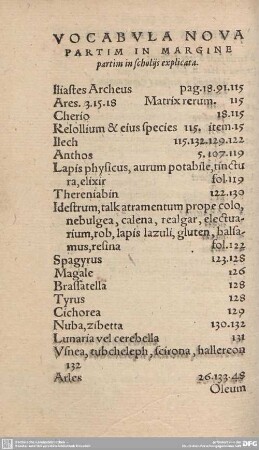 Vocabula Nova Partim in Margine partim in scholijs explicata.