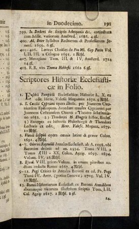 191-210, Scriptores Historiae Ecclesiasticae. Scriptores Historici antiqui Graeci & Latini. Antiquitatum Romanarum.
