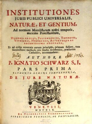 Institutiones iuris publici universalis naturae et gentium
