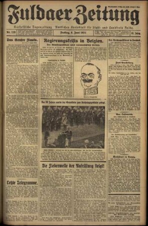 Erste Ausgabe vom Freitag, den 08. Juni 1934.