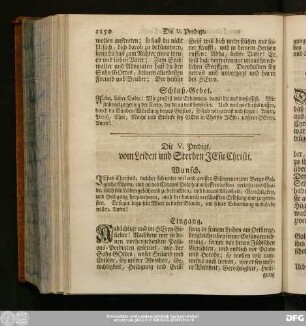 Die V. Predigt, vom Leiden und Sterben Jesu Christi.