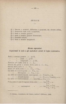 Alcune espressioni risguardanti le serie e gli equivalenti simboli di logica matematica.