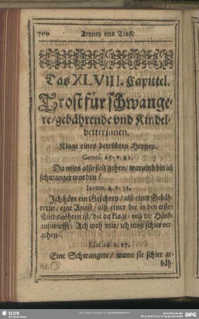Das XLVIII. Capittel. Trost für schwangere, gebährende und Kindelbetterinnen