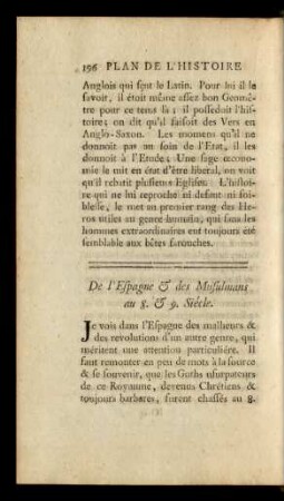 De l'Espagne & des Musulmans au 8. & 9. Siécle.