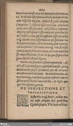 De Perfectione Et Imperfectione
