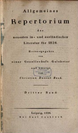 Allgemeines Repertorium der neuesten in- und ausländischen Literatur. 1828,3, 1828,3