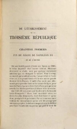 De l'établissement de la troisième république