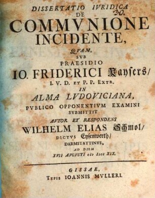 Diss. iur. de communione incidente