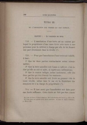 Titre III. De l'amodiation des terres et des arbres