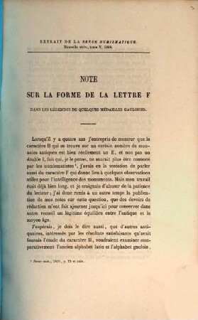 Note sur la forme de la lettre F dans les légendes de quelques médailles gauloises