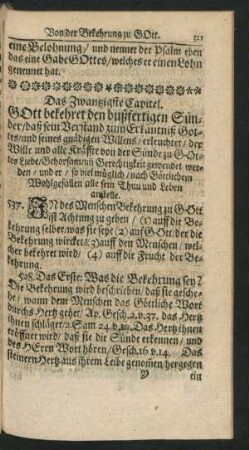 Das Zwantzigste Capitel. Gott bekehret den bußfertigen Sünder ...