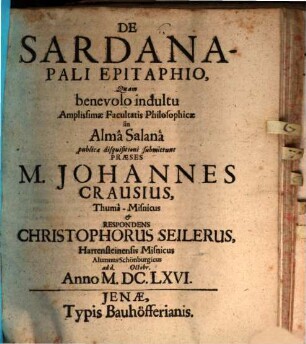 De Sardanapali Epitaphio
