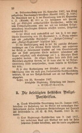 B. Die beseitigten hessischen Polizei-Vorschriften.