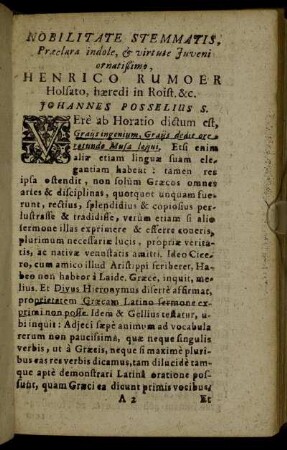 Nobilitate Stemmatis [...] Henrico Rumoer [...]