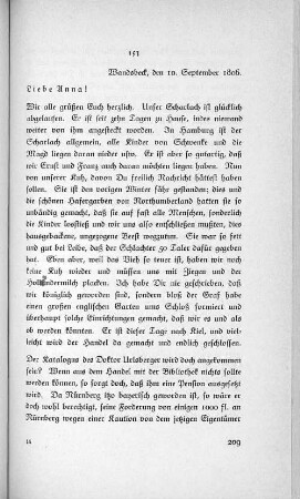 153 Wandsbeck, den 10. September 1806.