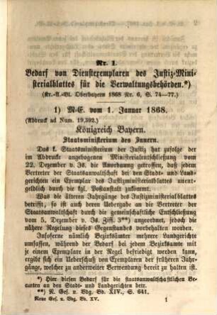 Neue Gesetze, Verordnungen etc. für das Königreich Bayern. 15. 1868 (1870)