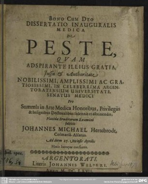 Dissertatio inauguralis medica de peste
