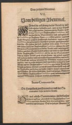 VII. Vom heiligen Abentmal.