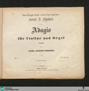 Adagio für Violine und Orgel : op. 5
