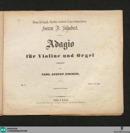 Adagio für Violine und Orgel : op. 5