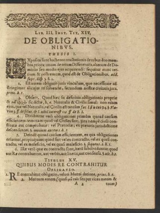 Lib. III. Inst. Tit. XIV. De Obligationibus.
