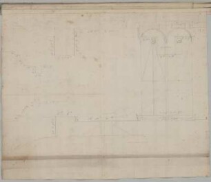 Drehbrücke, Detailskizzen : Drehbrücke, Detailskizzen mit Maßangaben, unbekannter Zeichner, 1701/1800. Graphit/Papier. 45,5 x 36,5 cm.
