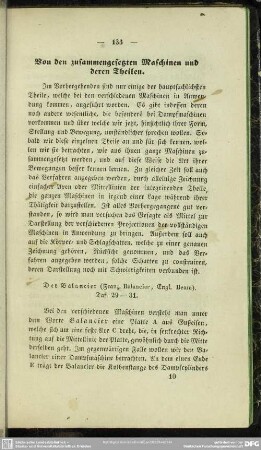Von den zusammengesetzten Maschinen und deren Theilen