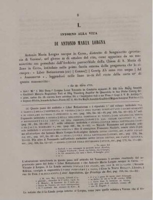 I. Intorno alla vita di Antonio Maria Lorgna.