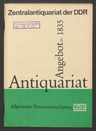 Nr. 1835: Allgemeine Naturwissenschaften