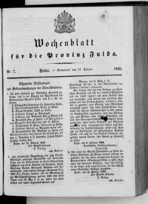 Nr. 7, Ausgabe vom 17. Februar 1849