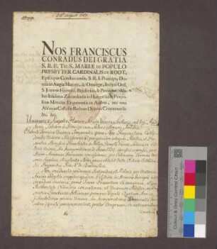 Franz Konrad von Rodt, Bischof von Konstanz, inkorporiert der Basler Dompropstei die Pfarrei Istein.