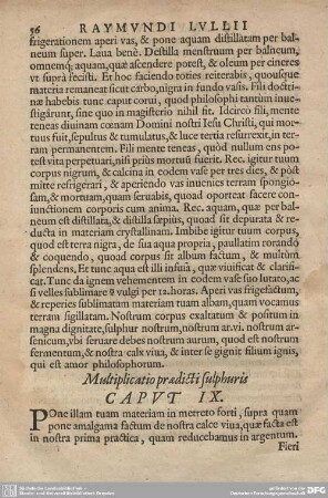 Multiplicatio praedicti sulphuris CAPUT IX.