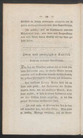 Zwey und zwanzigstes Kapitel. Anhang einiger Anekdoten