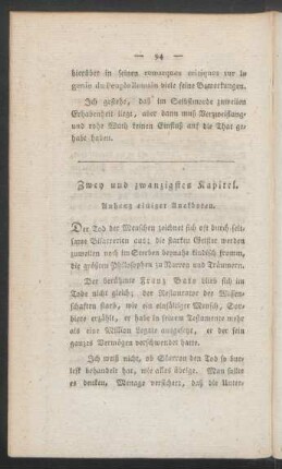 Zwey und zwanzigstes Kapitel. Anhang einiger Anekdoten