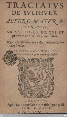 Tractatus de sulphure altero naturae principio