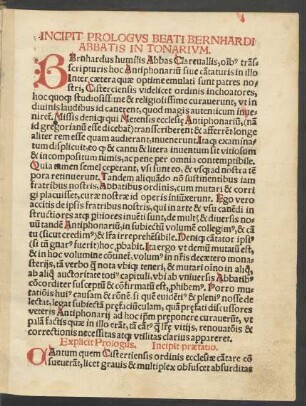 Incipit Prologus Beati Bernhardi Abbatis In Tonarum.