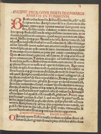 Incipit Prologus Beati Bernhardi Abbatis In Tonarum.