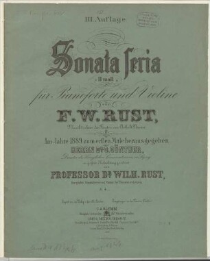 Sonata seria : H-moll ; für Pianoforte und Violine