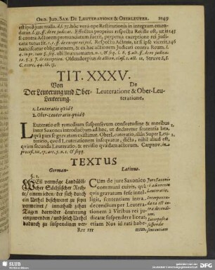 Tit. XXXV. Von Der Leuterung und Ober-Leuterung