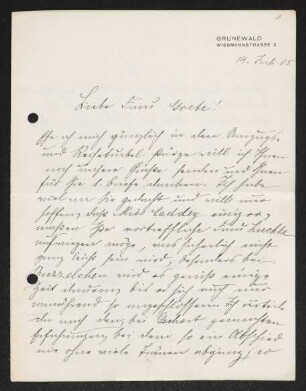 Brief von Hedwig Fischer und Samuel Fischer an Margarete Hauptmann