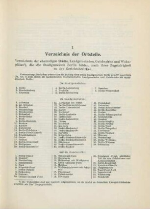 I. Verzeichnis der Ortsteile