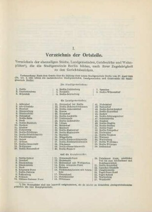 I. Verzeichnis der Ortsteile