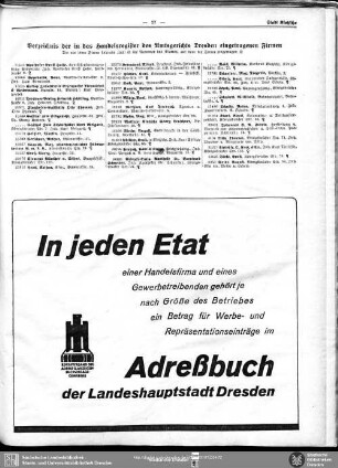 Handelsregister : Verzeichnis der in das Handelsregister des Amtsgerichts Dresden eingetragenen Firmen