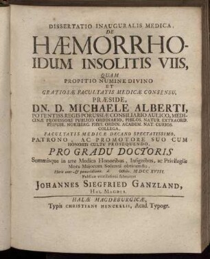 De Hæmorrhoidum Insolitis Viis,