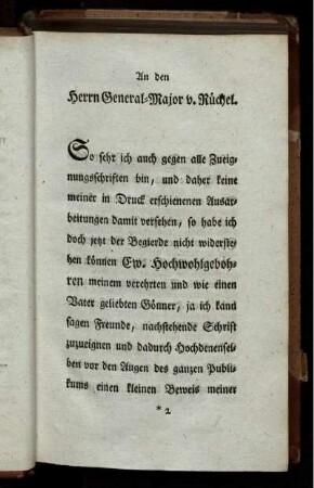 An den Herrn General-Major v. Rüchel