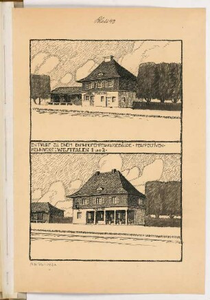 Eisenbahnempfangsgebäude Monatskonkurrenz Oktober 1916: 2 perspektivische Ansichten