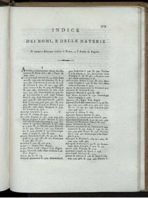 Indice Dei Nomi, E Delle Materie