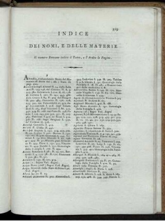 Indice Dei Nomi, E Delle Materie