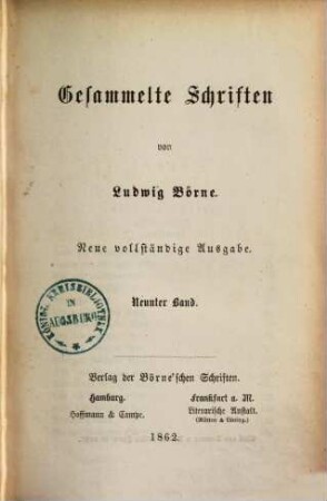 Gesammelte Schriften, 9.. [Briefe aus Paris]